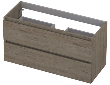 Ink Onderkast INK 2 laden greeploos met houten keerlijst 100 cm x 40 cm x 52 cm Greige eiken 1257029