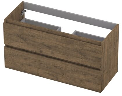 Ink Onderkast INK 2 laden greeploos met houten keerlijst 100 cm x 40 cm x 52 cm Naturel eiken 1257023