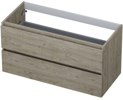 Ink Onderkast INK 2 laden greeploos met houten keerlijst 100 cm x 45 cm x 52 cm Greige eiken 1257149