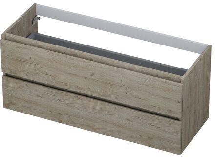 Ink Onderkast INK 2 laden greeploos met houten keerlijst 120 cm x 45 cm x 52 cm Greige eiken 1257159