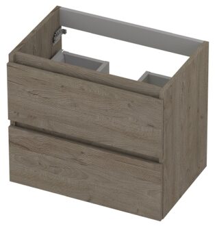 Ink Onderkast INK 2 laden greeploos met houten keerlijst 60 cm x 40 cm x 52 cm Greige eiken 1257009