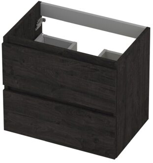 Ink Onderkast INK 2 laden greeploos met houten keerlijst 60 cm x 40 cm x 52 cm Houtskool eiken 1257008