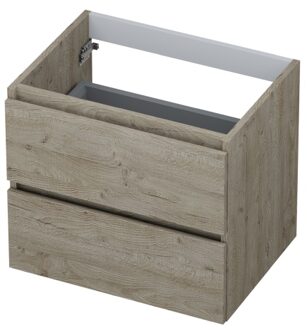 Ink Onderkast INK 2 laden greeploos met houten keerlijst 60 cm x 45 cm x 52 cm Greige eiken 1257109