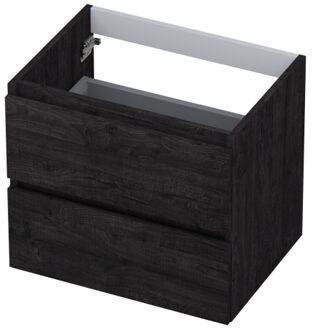 Ink Onderkast INK 2 laden greeploos met houten keerlijst 60 cm x 45 cm x 52 cm Houtskool eiken 1257108