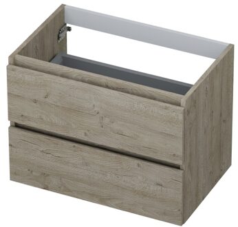 Ink Onderkast INK 2 laden greeploos met houten keerlijst 70 cm x 45 cm x 52 cm Greige eiken 1257119