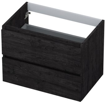 Ink Onderkast INK 2 laden greeploos met houten keerlijst 70 cm x 45 cm x 52 cm Houtskool eiken 1257118
