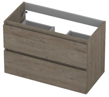 Ink Onderkast INK 2 laden greeploos met houten keerlijst 80 cm x 40 cm x 52 cm Greige eiken 1257019