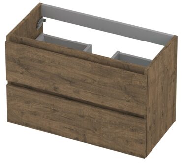 Ink Onderkast INK 2 laden greeploos met houten keerlijst 80 cm x 40 cm x 52 cm Naturel eiken 1257013