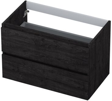 Ink Onderkast INK 2 laden greeploos met houten keerlijst 80 cm x 45 cm x 52 cm Houtskool eiken 1257128