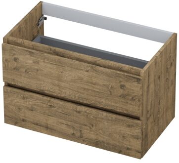 Ink Onderkast INK 2 laden greeploos met houten keerlijst 80 cm x 45 cm x 52 cm Naturel eiken 1257123