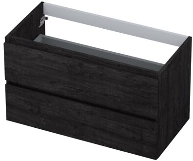 Ink Onderkast INK 2 laden greeploos met houten keerlijst 90 cm x 45 cm x 52 cm Houtskool eiken 1257138