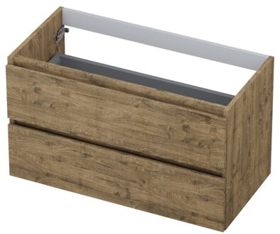 Ink Onderkast INK 2 laden greeploos met houten keerlijst 90 cm x 45 cm x 52 cm Naturel eiken 1257133