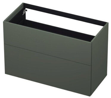 Ink P2O Wastafelonderkast - 100x45x65cm - 2 lades - push 2 open - rechte opdekfronten MDF lak Mat beton groen 1259123