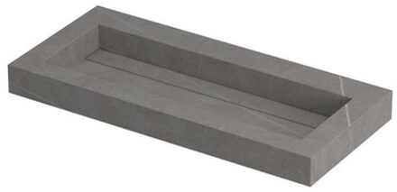 Ink Pitch wastafel - 100x45x9cm - 1 wasbak - 0 kraangaten - drain keramiek Armani grey mat 0210341 Armani Grey Mat (Grijs)