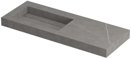 Ink Pitch wastafel - 120x45x9cm - 1 wasbak links - 0 kraangaten - drain keramiek Armani grey mat 0210521 Armani Grey Mat (Grijs)