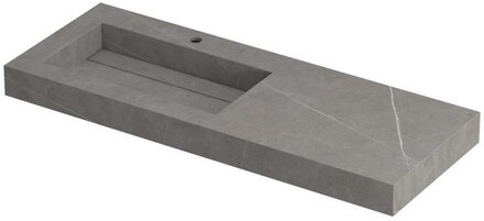 Ink Pitch wastafel - 120x45x9cm - 1 wasbak links - 1 kraangat - drain keramiek Armani grey mat 0210531 Armani Grey Mat (Grijs)