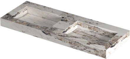 Ink Pitch Wastafel keramische slab bak dubbel met drain en front en side skirts zonder kraangaten 120x45x9 Island glossy Grijs