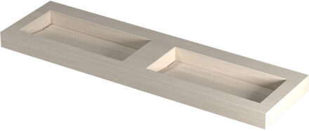 Ink Pitch Wastafel keramische slab bak dubbel met drain en front en side skirts zonder kraangaten 160x45x9 Travertin mat Beige