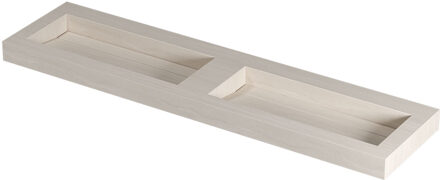 Ink Pitch Wastafel keramische slab bak dubbel met drain en front en side skirts zonder kraangaten 180x45x9 Travertin mat Beige