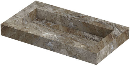 Ink Pitch Wastafel keramische slab bak met drain en front en side skirts 1 kraangat 80x45x9 Island glossy Grijs