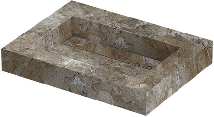 Ink Pitch Wastafel keramische slab bak met drain en front en side skirts zonder kraangat 60x45x9 Island glossy Grijs