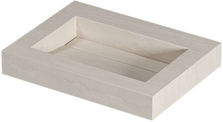 Ink Pitch Wastafel keramische slab bak met drain en front en side skirts zonder kraangat 60x45x9 Travertin mat Beige