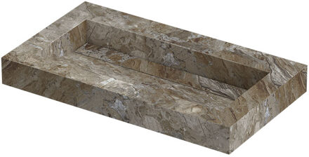 Ink Pitch Wastafel keramische slab bak met drain en front en side skirts zonder kraangat 80x45x9 Island glossy Grijs