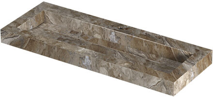 Ink Pitch Wastafel keramische slab centraal met drain en front en side skirts 1 kraangat 120x45x9 Earth glossy Bruin