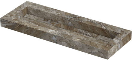 Ink Pitch Wastafel keramische slab centraal met drain en front en side skirts 1 kraangat 120x45x9 Island glossy Grijs