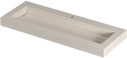 Ink Pitch Wastafel keramische slab centraal met drain en front en side skirts 1 kraangat 120x45x9 Travertin mat Beige