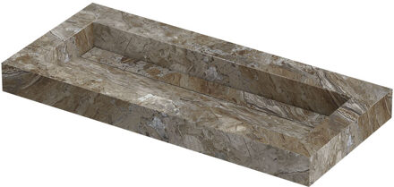 Ink Pitch Wastafel keramische slab centraal met drain en front en side skirts zonder kraangat 100x45x9 Island glossy Grijs