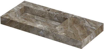 Ink Pitch Wastafel keramische slab links met drain en front en side skirts 1 kraangat 100x45x9 Island glossy Grijs