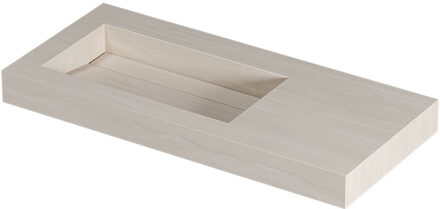 Ink Pitch Wastafel keramische slab links met drain en front en side skirts 1 kraangat 100x45x9 Travertin mat Beige
