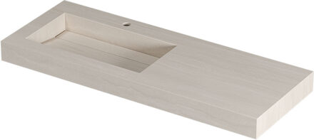 Ink Pitch Wastafel keramische slab links met drain en front en side skirts 1 kraangat 120x45x9 Travertin mat Beige