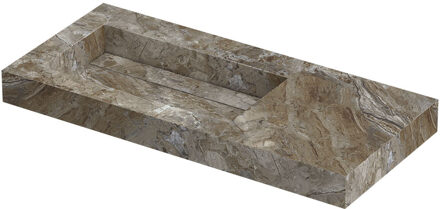 Ink Pitch Wastafel keramische slab links met drain en front en side skirts zonder kraangat 100x45x9 Island glossy Grijs