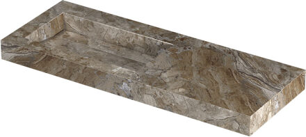 Ink Pitch Wastafel keramische slab links met drain en front en side skirts zonder kraangat 120x45x9 Earth glossy Bruin