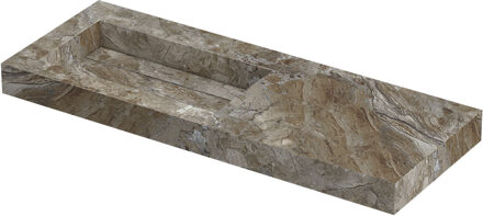 Ink Pitch Wastafel keramische slab links met drain en front en side skirts zonder kraangat 120x45x9 Island glossy Grijs