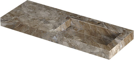 Ink Pitch Wastafel keramische slab rechts met drain en front en side skirts 1 kraangat 120x45x9 Earth glossy Bruin