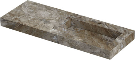 Ink Pitch Wastafel keramische slab rechts met drain en front en side skirts 1 kraangat 120x45x9 Island glossy Grijs