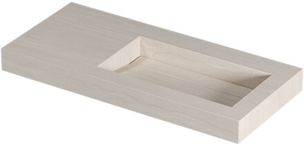 Ink Pitch Wastafel keramische slab rechts met drain en front en side skirts zonder kraangat 100x45x9 Travertin mat Beige