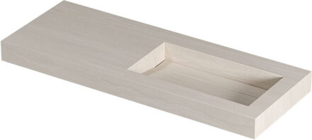 Ink Pitch Wastafel keramische slab rechts met drain en front en side skirts zonder kraangat 120x45x9 Travertin mat Beige