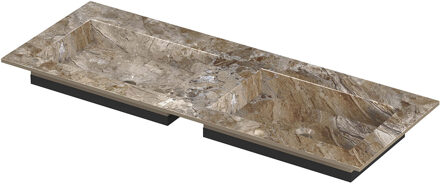Ink Post Wastafel keramische slab envelop bak dubbel zonder kraangaten 120x45x1 Earth glossy Bruin