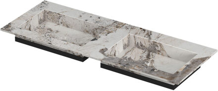 Ink Post Wastafel keramische slab envelop bak dubbel zonder kraangaten 120x45x1 Island glossy Grijs