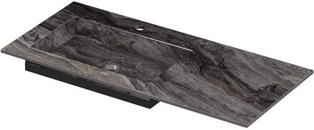 Ink Post Wastafel keramische slab envelop bak links met 1 kraangat 100x45x1 Venice brown glossy Zwart