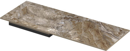 Ink Post Wastafel keramische slab envelop bak links zonder kraangat 120x45x1 Earth glossy Bruin