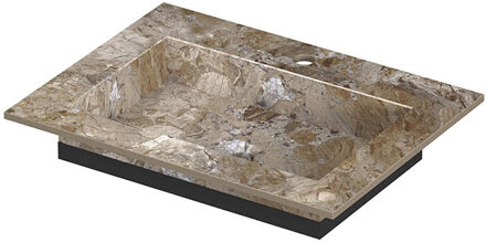 Ink Post Wastafel keramische slab envelop bak met 1 kraangat 60x45x1 Earth glossy Bruin