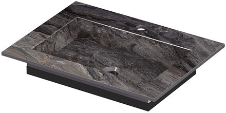 Ink Post Wastafel keramische slab envelop bak met 1 kraangat 60x45x1 Venice brown glossy Zwart