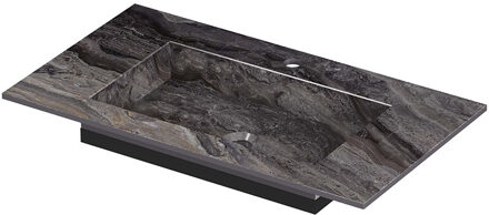 Ink Post Wastafel keramische slab envelop bak met 1 kraangat 80x45x1 Venice brown glossy Zwart