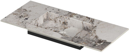 Ink Post Wastafel keramische slab envelop bak midden met 1 kraangat 100x45x1 Island glossy Grijs