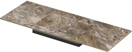 Ink Post Wastafel keramische slab envelop bak midden met 1 kraangat 120x45x1 Earth glossy Bruin